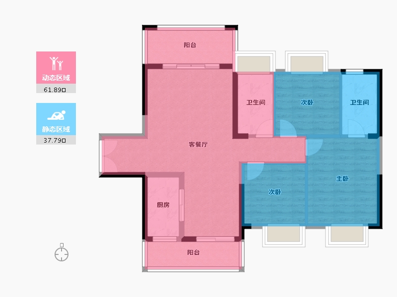 广东省-惠州市-鑫洲湖心岛1号-89.37-户型库-动静分区