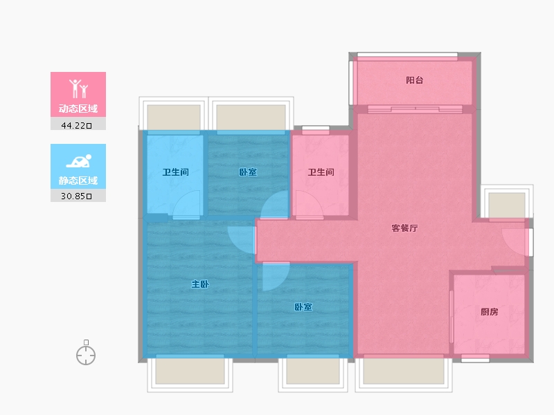 广东省-珠海市-粤海拾桂府-67.22-户型库-动静分区