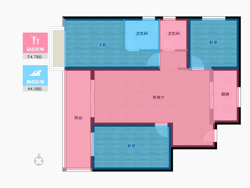 云南省-昆明市-万科城-88.33-户型库-动静分区