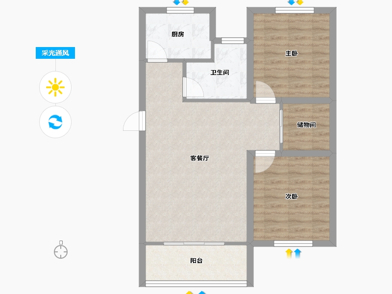 广东省-深圳市-帝景园-67.80-户型库-采光通风