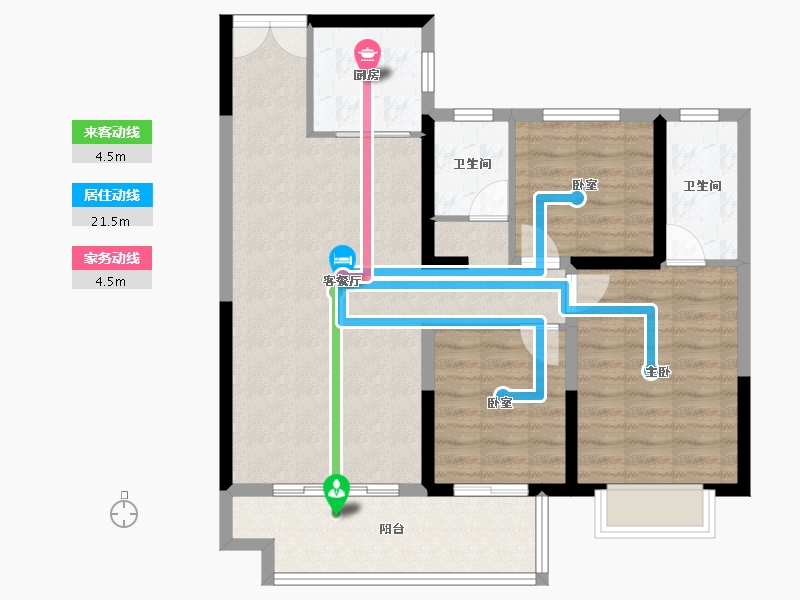 陕西省-宝鸡市-华厦中央印-88.38-户型库-动静线