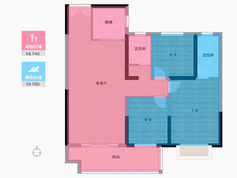 陕西省-宝鸡市-华厦中央印-88.38-户型库-动静分区