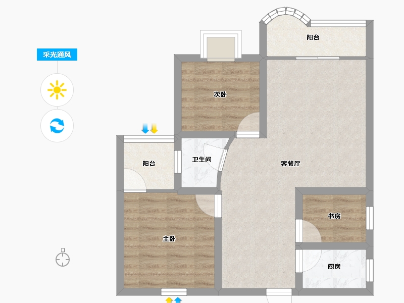 广东省-深圳市-东方海雅居-60.87-户型库-采光通风