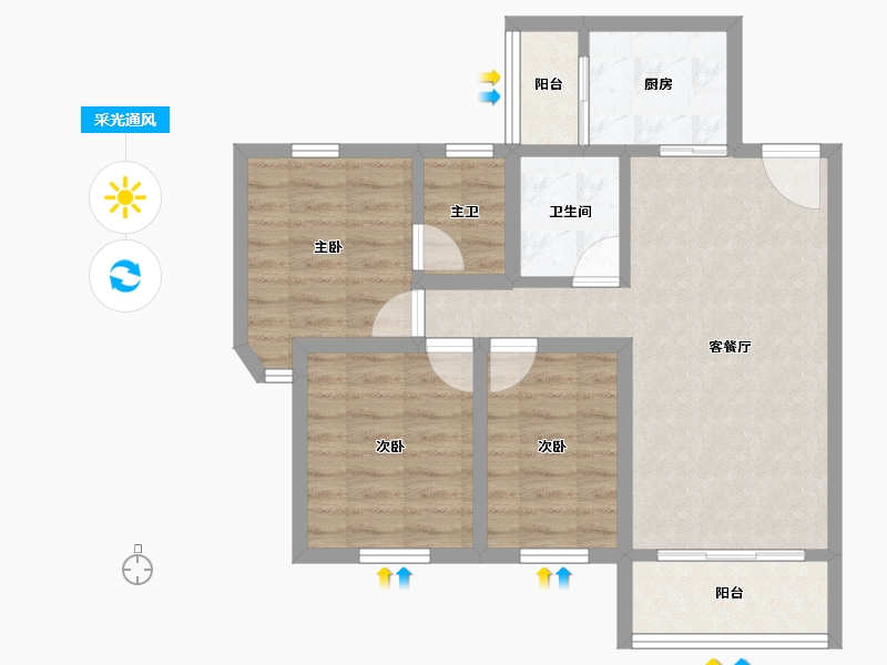 广东省-深圳市-前海花园-69.33-户型库-采光通风