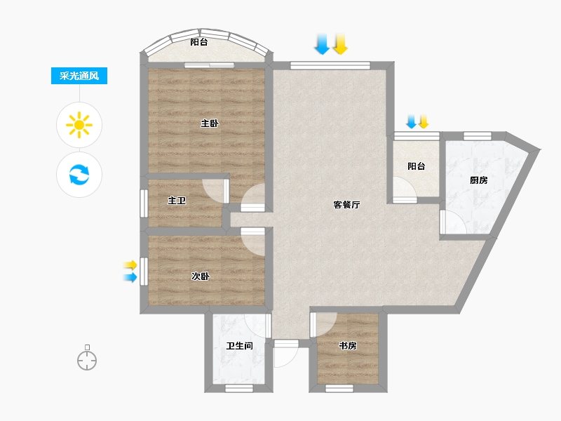 广东省-深圳市-汇景豪苑-77.60-户型库-采光通风