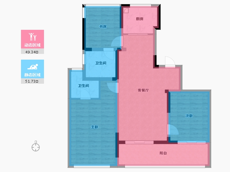 江苏省-南通市-绿城桂语江南-84.00-户型库-动静分区