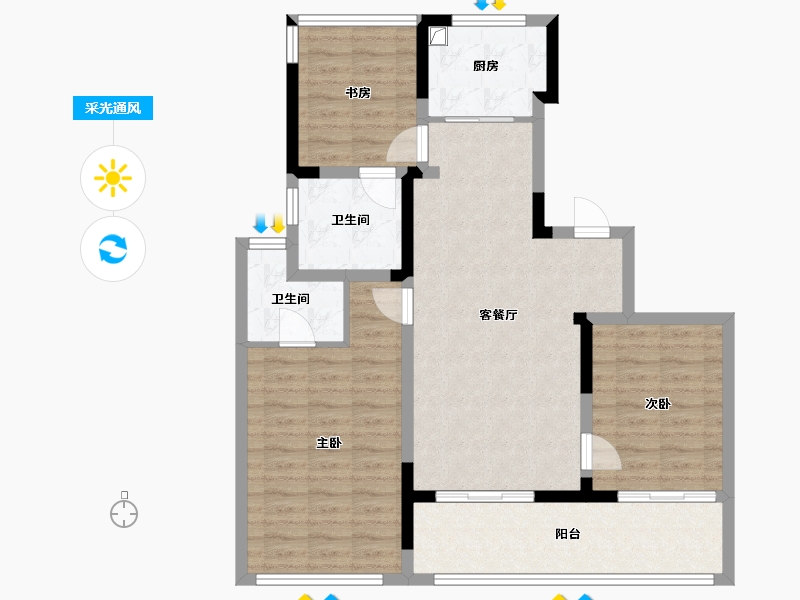 江苏省-南通市-绿城桂语江南-84.00-户型库-采光通风