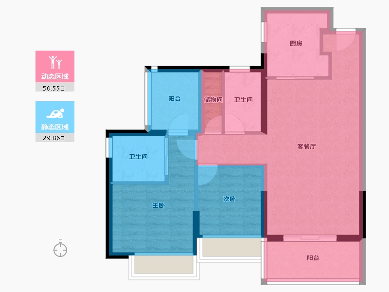 黑龙江省-鹤岗市-鼎胜金域阳光家园-71.20-户型库-动静分区