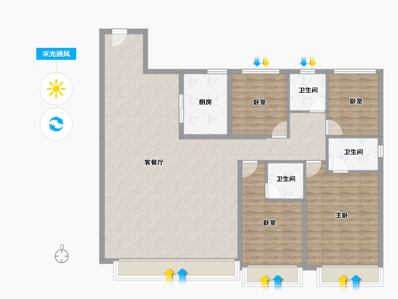 河北省-廊坊市-绿地光屿森林-129.60-户型库-采光通风