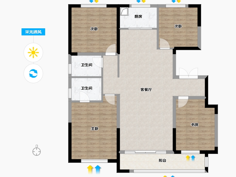 宁夏回族自治区-吴忠市-罗山悦府-121.00-户型库-采光通风