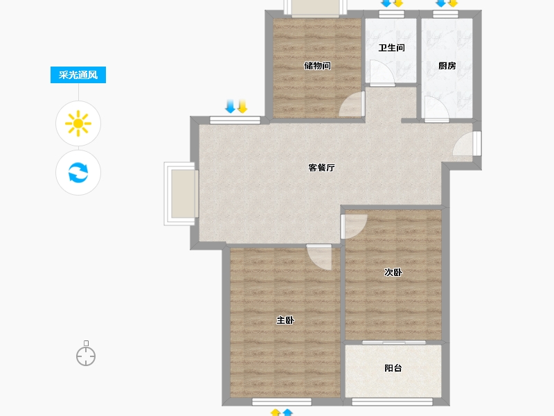 江苏省-苏州市-和泰家园-南区-84.00-户型库-采光通风