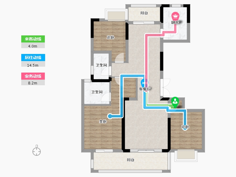 安徽省-阜阳市-吾悦公馆-105.60-户型库-动静线