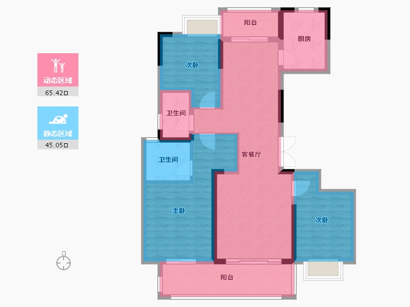 安徽省-阜阳市-吾悦公馆-105.60-户型库-动静分区