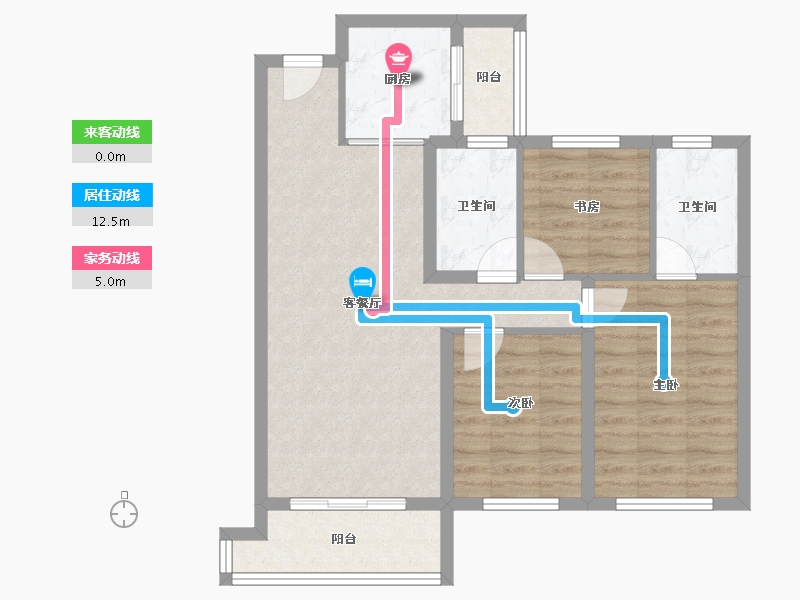 陕西省-西安市-滨江翡翠城-76.78-户型库-动静线