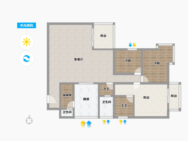 广东省-深圳市-锦绣花园四期-130.12-户型库-采光通风