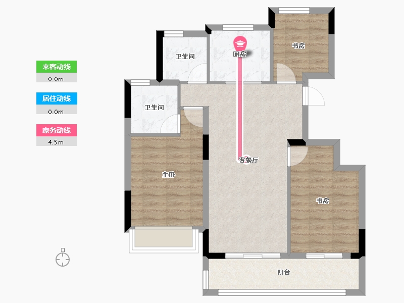 浙江省-杭州市-滨江翠栖府-75.61-户型库-动静线