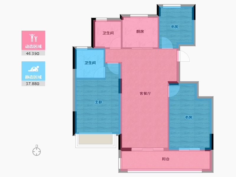 浙江省-杭州市-滨江翠栖府-75.61-户型库-动静分区