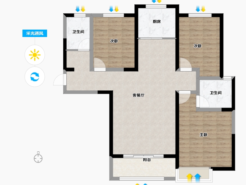 河南省-郑州市-商都阜园-104.00-户型库-采光通风