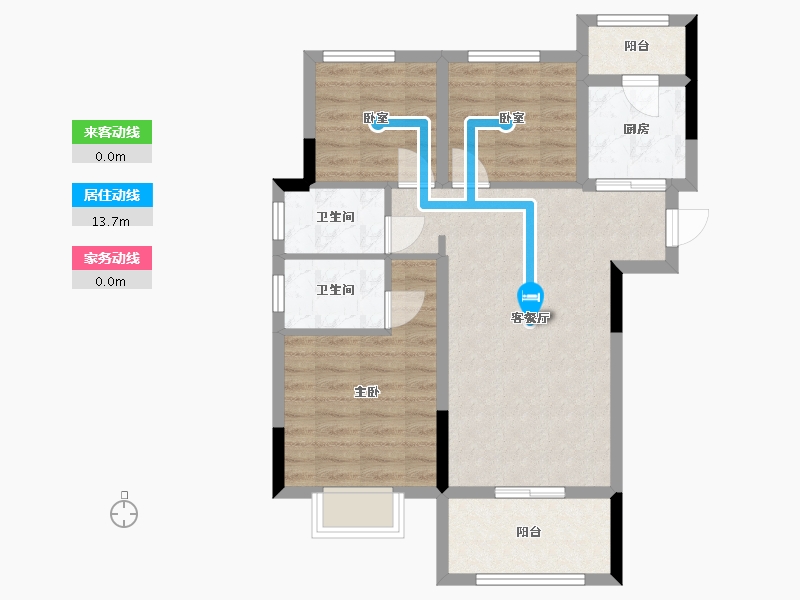 四川省-南充市-泽科星城凌云御府-85.60-户型库-动静线