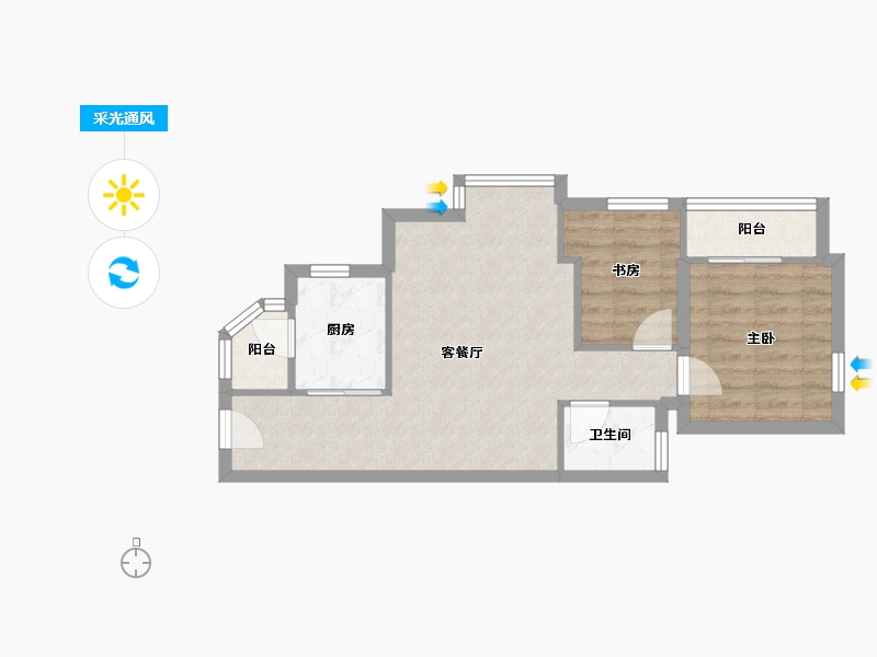 广东省-深圳市-田心庆云花园-53.17-户型库-采光通风