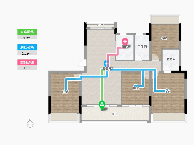 浙江省-台州市-东泰·春江华府-111.20-户型库-动静线