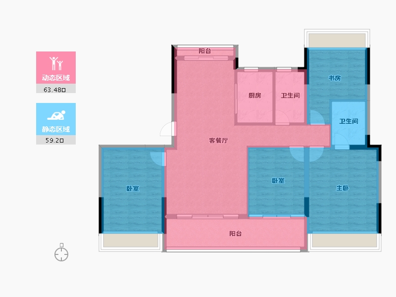 浙江省-台州市-东泰·春江华府-111.20-户型库-动静分区