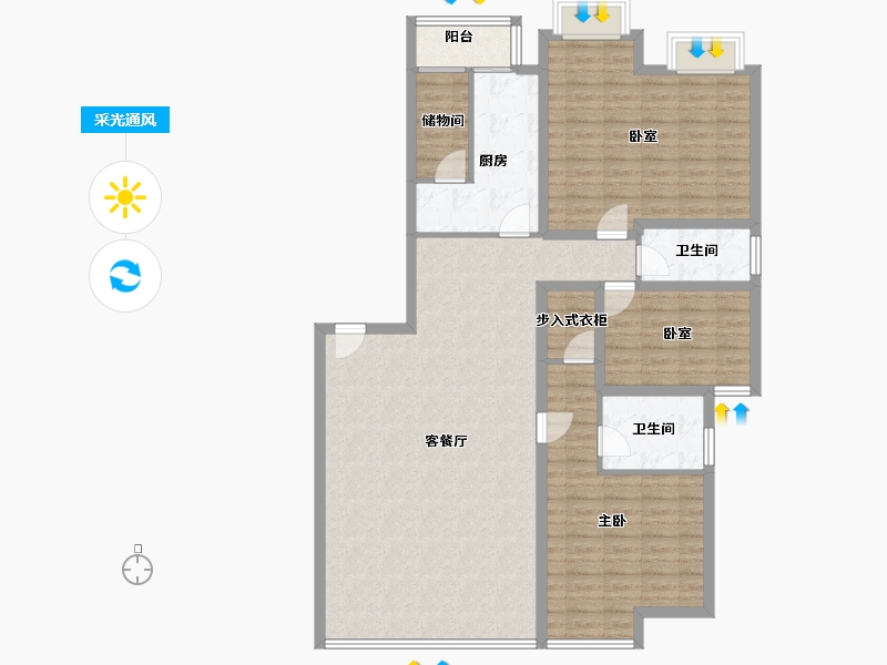 广东省-深圳市-百仕达花园(一期)-131.53-户型库-采光通风