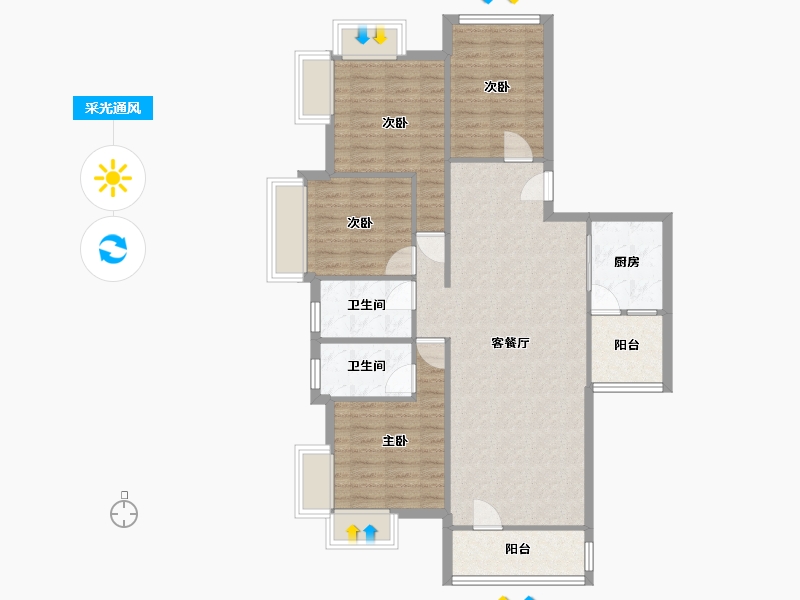 湖南省-长沙市-北辰三角洲奥城-E5区-119.14-户型库-采光通风