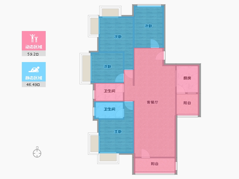 湖南省-长沙市-北辰三角洲奥城-E5区-119.14-户型库-动静分区