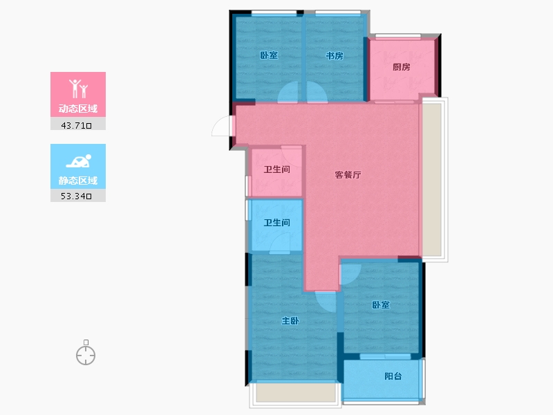 浙江省-杭州市-滨运锦上湾-87.42-户型库-动静分区