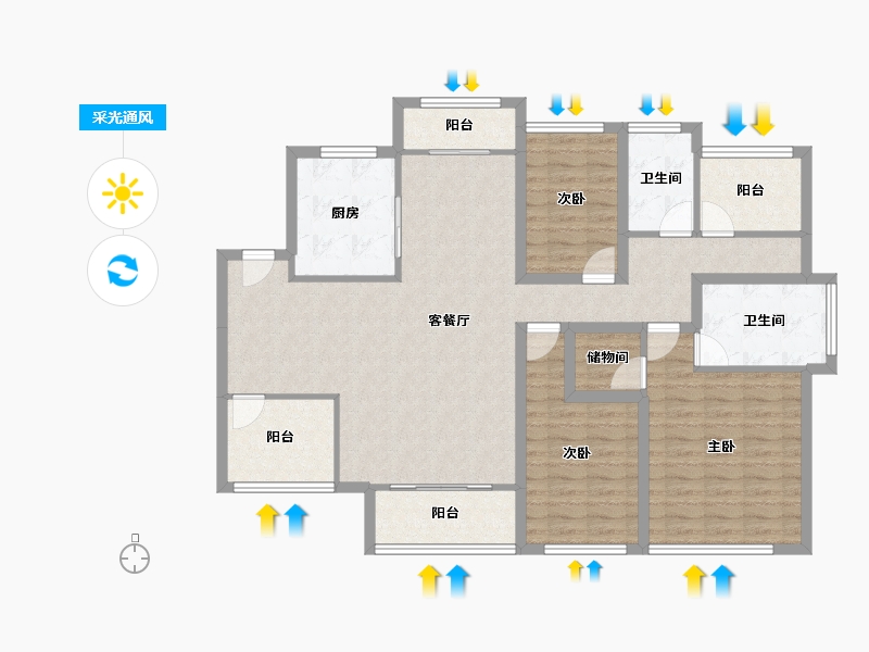 广东省-深圳市-宏发世纪城二期-121.82-户型库-采光通风