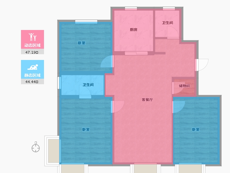 河北省-石家庄市-保利裕华和颂-82.26-户型库-动静分区