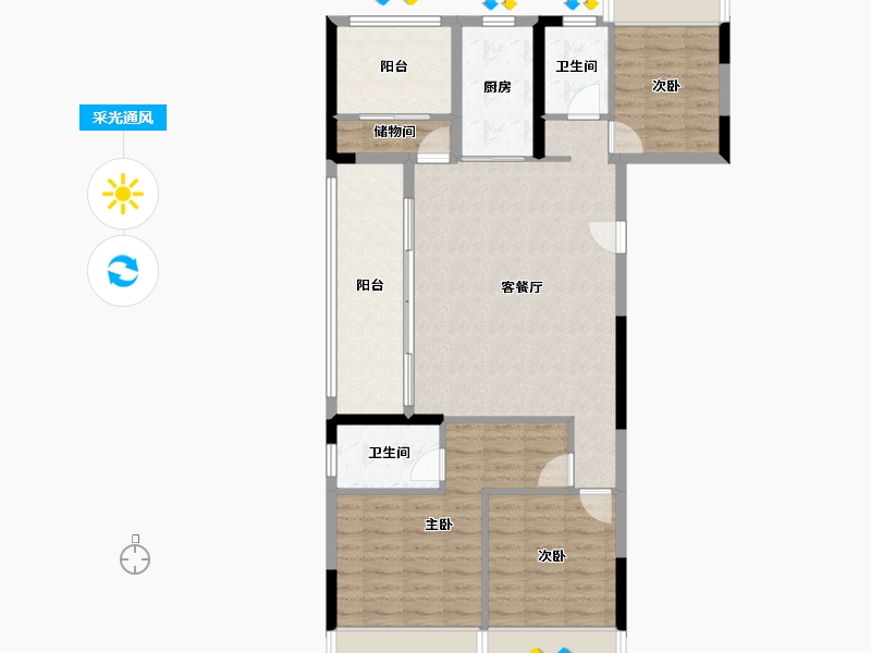 湖南省-长沙市-金地都会风华-99.97-户型库-采光通风