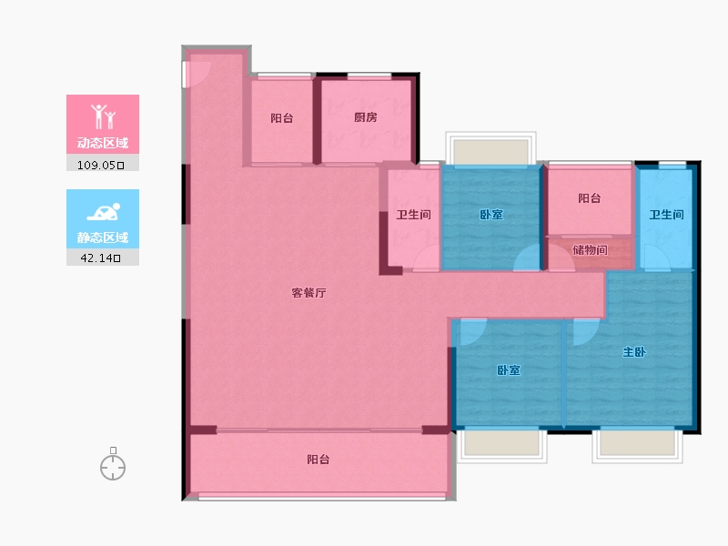 湖南省-长沙市-金地都会风华-137.83-户型库-动静分区