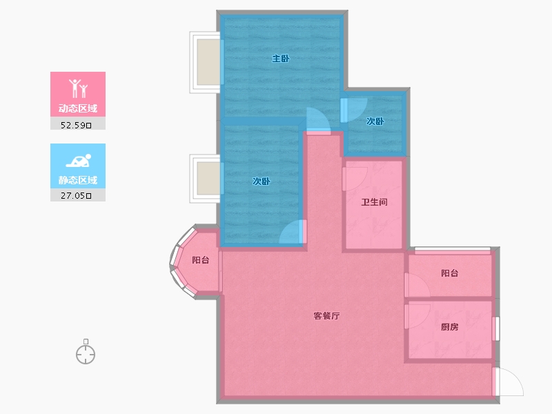 广东省-深圳市-海岸明珠-70.69-户型库-动静分区