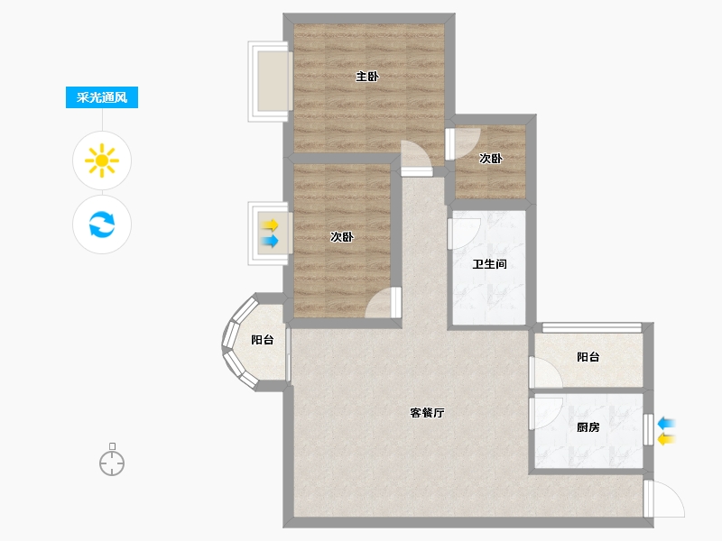 广东省-深圳市-海岸明珠-70.69-户型库-采光通风