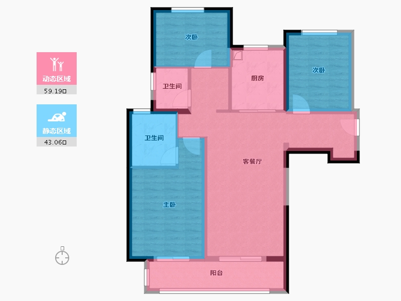 甘肃省-兰州市-新区万科城-91.19-户型库-动静分区