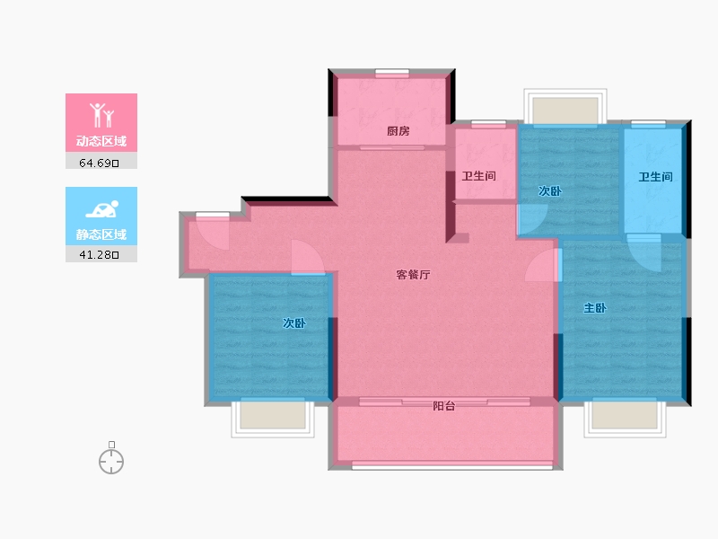 福建省-福州市-平潭碧桂园雲顶-96.00-户型库-动静分区