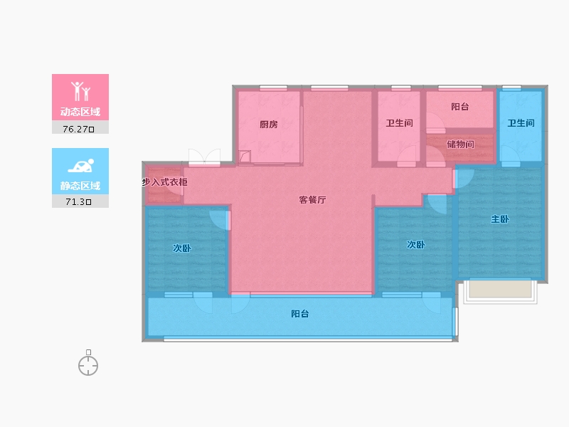 山东省-青岛市-唐岛湾·君汇-131.81-户型库-动静分区