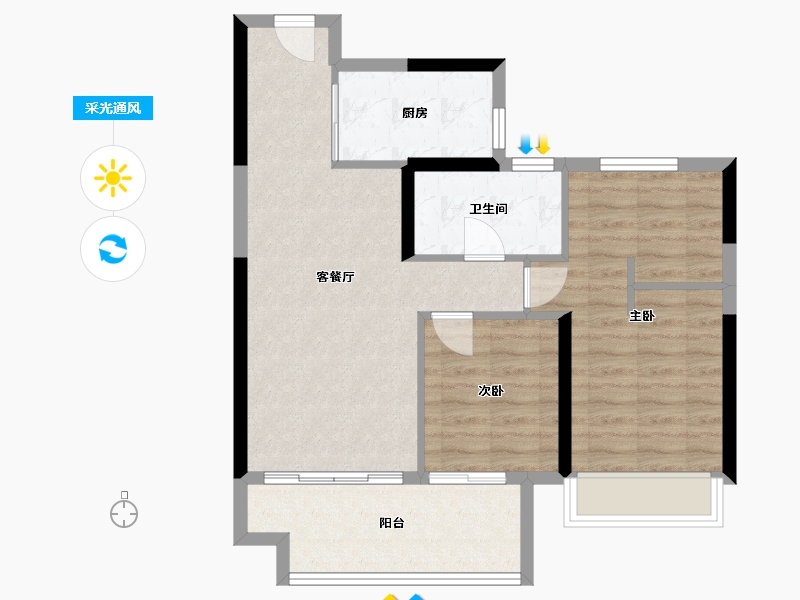 河南省-洛阳市-浩德伊河湾-72.07-户型库-采光通风