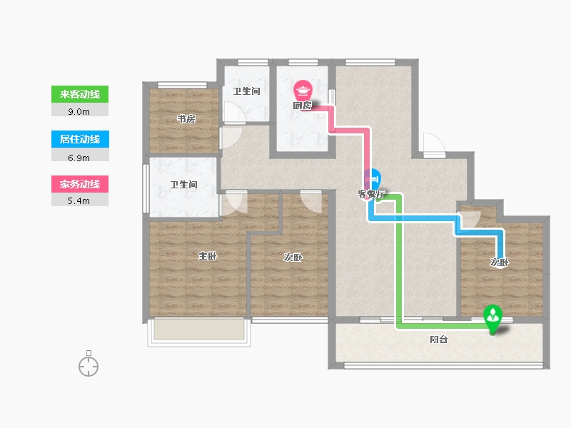 浙江省-台州市-绿城·柳岸晓风-111.19-户型库-动静线