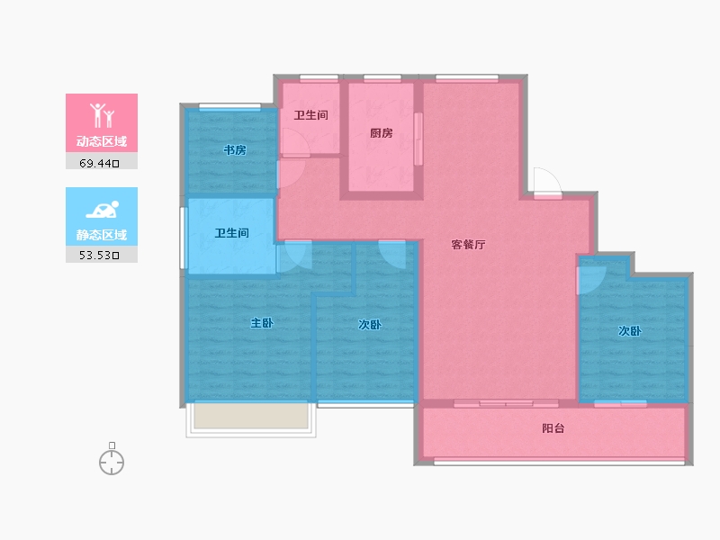 浙江省-台州市-绿城·柳岸晓风-111.19-户型库-动静分区