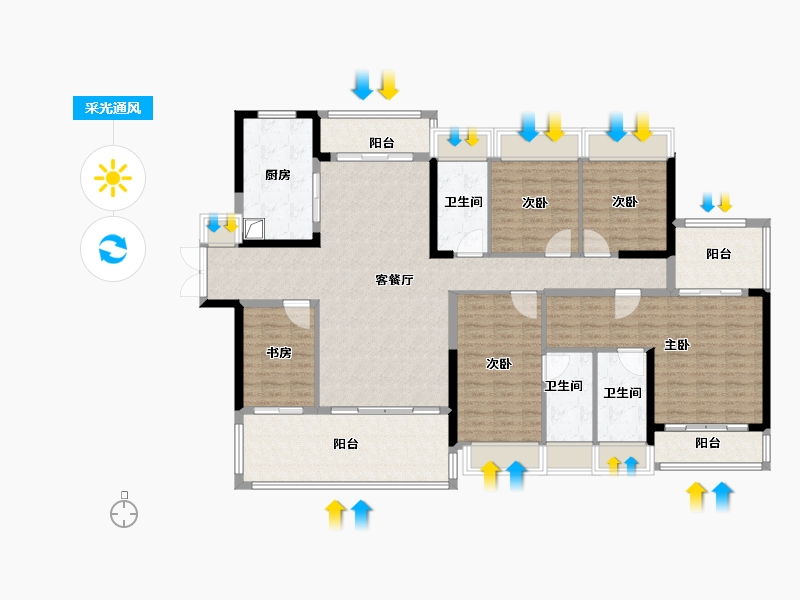 广东省-惠州市-鑫洲湖心岛1号-160.80-户型库-采光通风