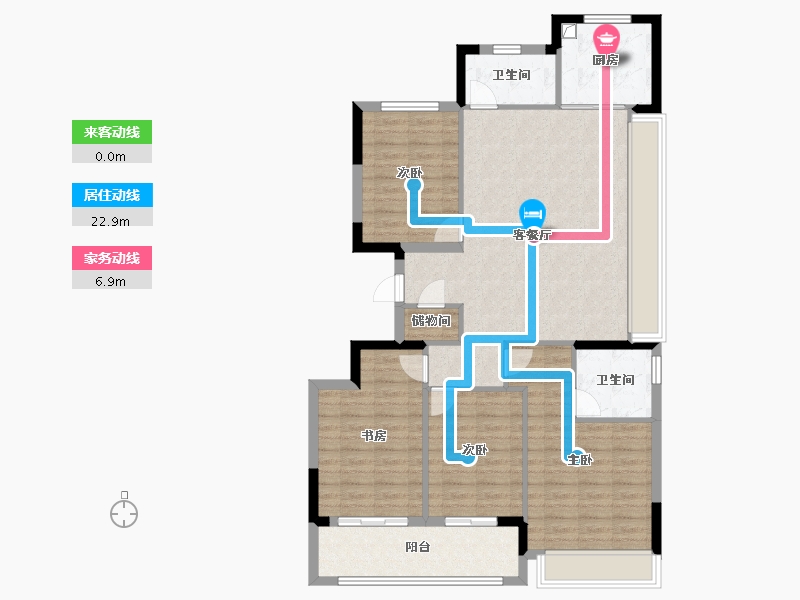 浙江省-杭州市-滨江翠栖府-111.00-户型库-动静线