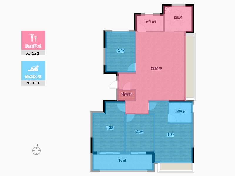 浙江省-杭州市-滨江翠栖府-111.00-户型库-动静分区