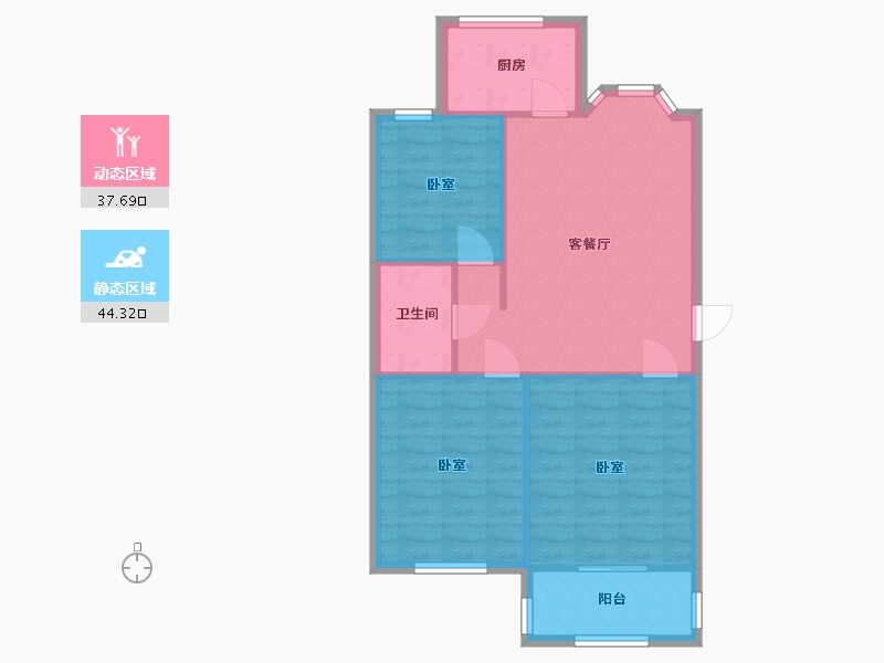 宁夏回族自治区-银川市-海宝小区-福地苑-75.00-户型库-动静分区