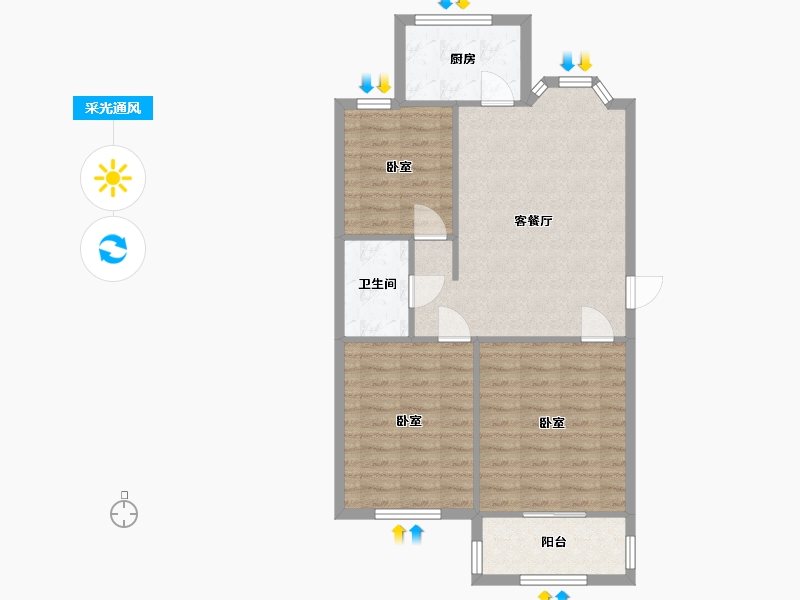 宁夏回族自治区-银川市-海宝小区-福地苑-75.00-户型库-采光通风