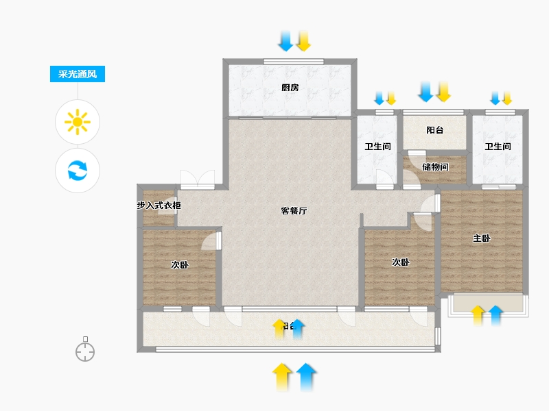 山东省-青岛市-唐岛湾·君汇-148.29-户型库-采光通风