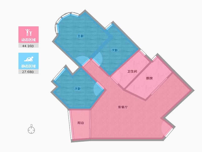 广东省-深圳市-前海花园-63.60-户型库-动静分区