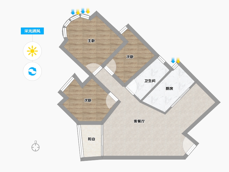 广东省-深圳市-前海花园-63.60-户型库-采光通风